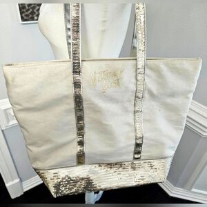 Victoria's Secret Champagne Sparkle Tote Gold Bling Shopper Bag